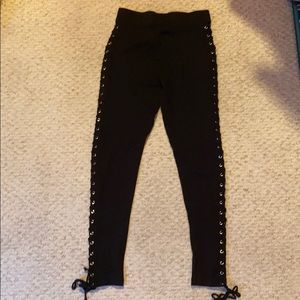 Black lace up leggings.